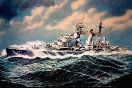 Schilderij van de ZEPROV in ruig water